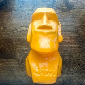 Statue Head Tiki Moai Easter Island Ceramic Planter 9” Jam Okinawa Japan Unique